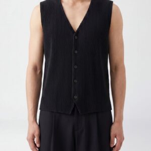 HOMME PLISSE’ ISSEY MIYAKE Homme Plissé Issey Miyake Slim Fit Pleated V-Neck Tailored Waistcoat