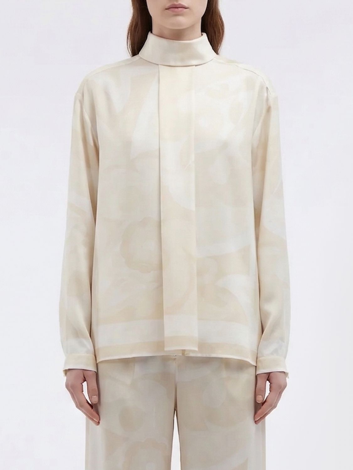 CARVEN Abstract Pattern Silk Blouse