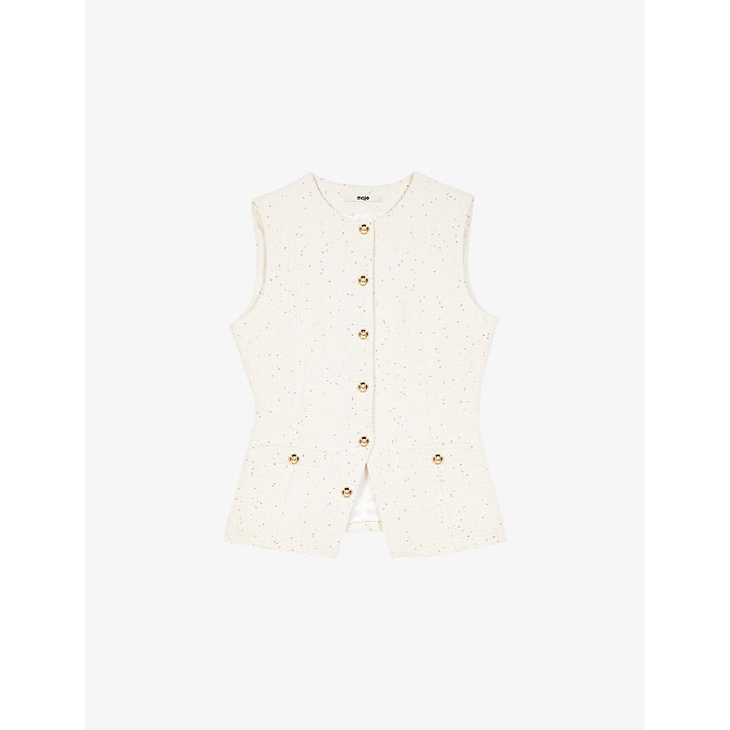 Womens Maje Sleeveless Tweed Waistcoat