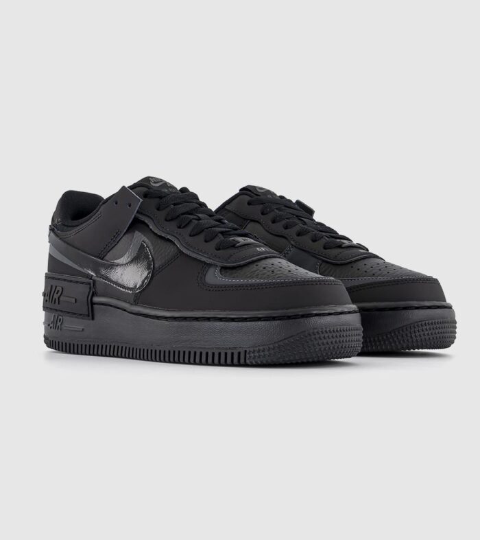 Nike Womens Air Force 1 Shadow Trainers Black Black Anthracite Velvet Brown, 3