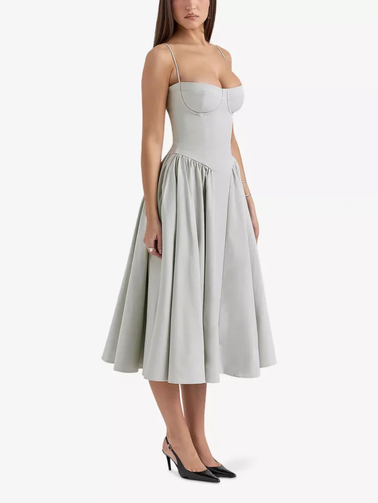 HOUSE OF CB Samaria corseted woven midi dress