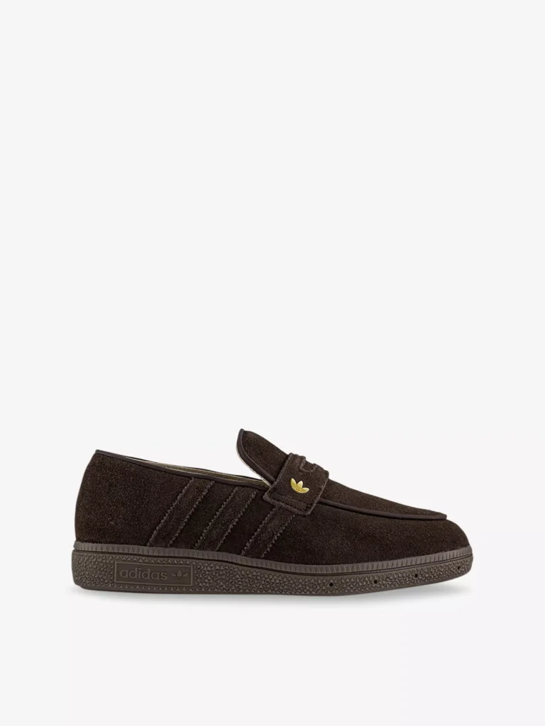 ADIDAS Handball Spezial suede loafers in dark brown suede with gold trefoil logo
